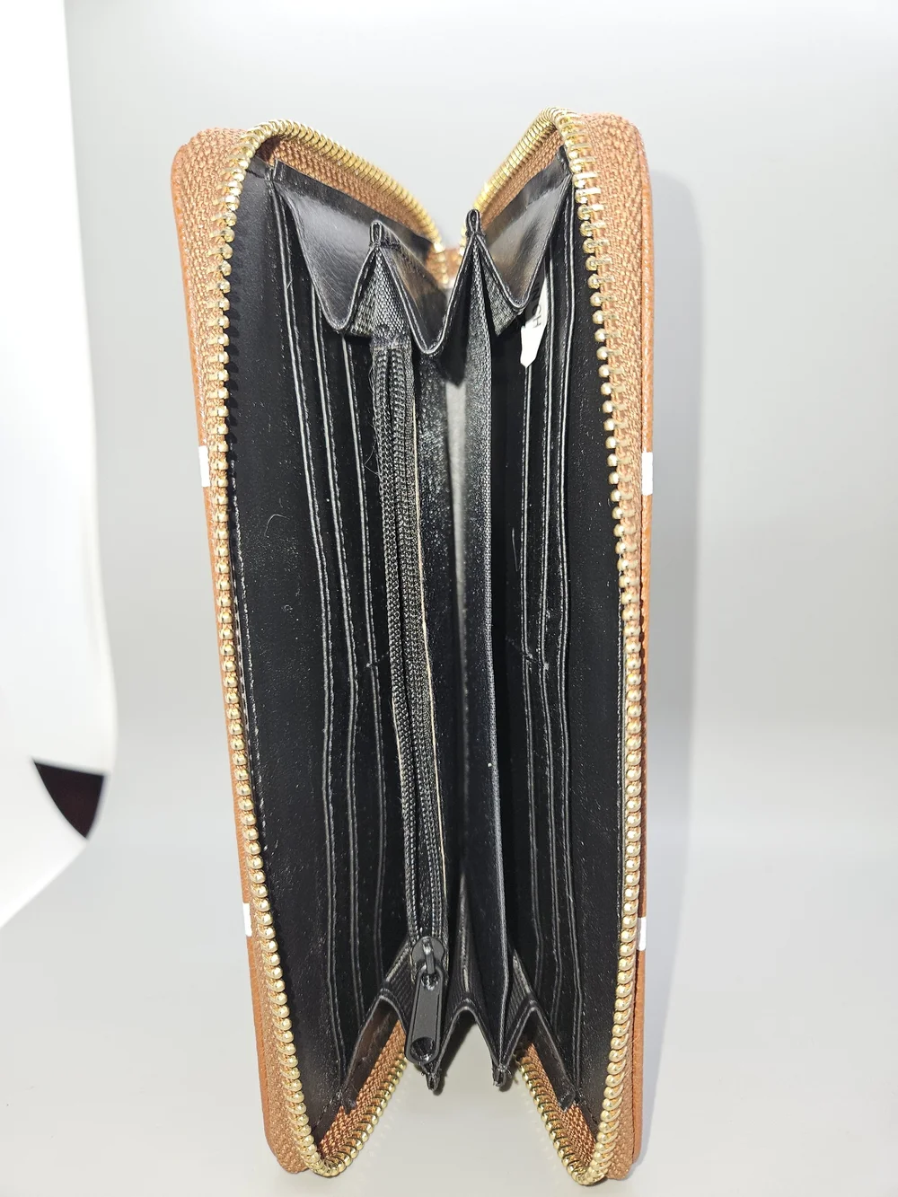 Women's Football Zip Around Wallet Clutch Brown Faux Leather Game Day Organizer